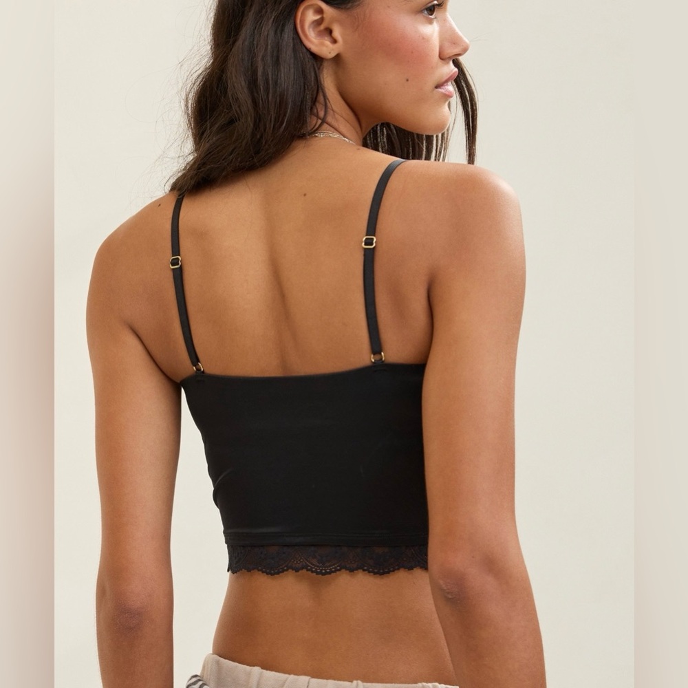 Aerie Black Lace Trim Cami Top - Picture 2 of 6